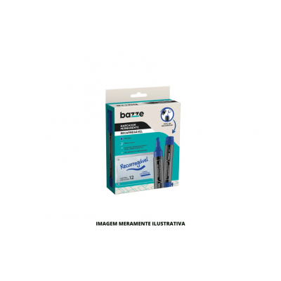 MARCADOR PERMANENTE - BAZZE - RECARREGAVEL AZUL - DP12